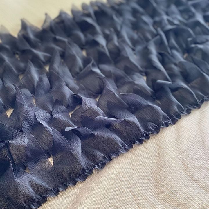 ผ้าแจ็คการ์ดขนนกสีดำดอกไม้ตัดผ้าดีไซน์ขอบกระโปรงผ้าทำด้วยมือ-diy-ถุงตาข่ายใส่ชุดชั้นในสามมิติ