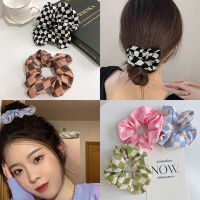 Hair Rope Cloth Sweet Plaid Printed Large Scrunchies Simple Fresh Hair Circle Hair Accessories