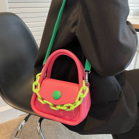 【cw】2022 New Trendy Shoulder Bag Contrast Color Acrylic Chain Bucket Bag Womens Korean-Style Klein Blue Fresh Handbag