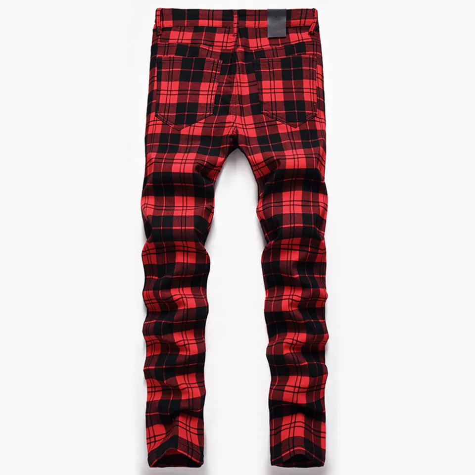 Red plaid hot sale zipper pants