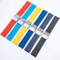 【hot】 20/22/24mm Silicone Rubber Soft Band Watchband navitimer avenger Folding Buckle