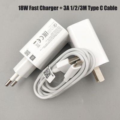 Original For Xiaomi Poco M3 F2 Pro Fast Charger 18W QC3.0 Power Adapter 1/2/3M 3A Type C Cable For Mi 9 8 SE CC9 Pro Redmi Note8 Wall Chargers