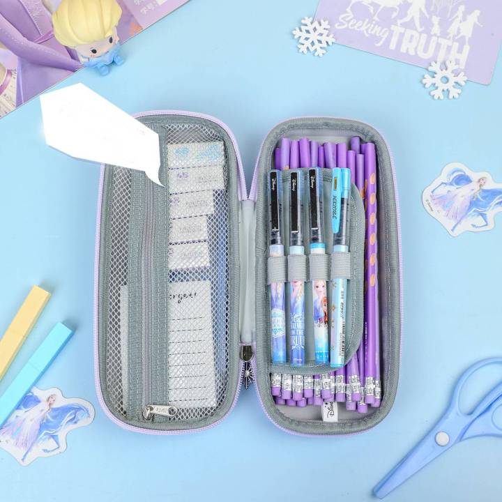 disney-frozen-children-pencil-case-waterproof-durable-girls-cartoon-cute-stationery-bag-storage-bag-pencil-box