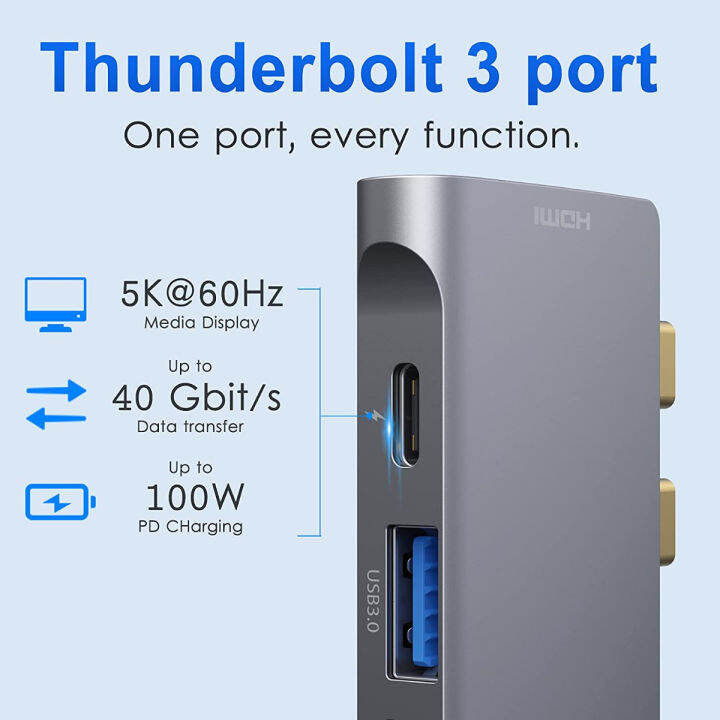 lionwei-usb-c-hub-adapter-for-macbook-pro-2020-2019-2018-2017-2016-with-4k-hdmi-100w-pd-40gbps-thunderbolt-3-sd-tf-card-reader-3-usb-3-0-multiport-dongle-for-macbook-air-2020-2019-2018-7-in-2-gray