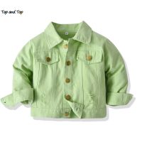 top and top Fashion New Spring Autumn Toddler Kids Boys Girls Casual Denim Coat Children Button Ripped Jackets Outerwear Tops