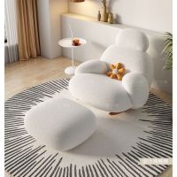 Spot parcel post Nordic White Chair Online Influencer Cute Small Sofa Single Rocking Chair Cream Style Lazy Sofa Simple Balcony Pedal