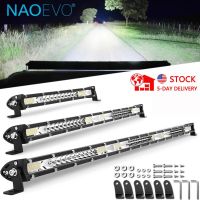 NAOEVO บาร์ไฟ Led จุดแอลอีดีบาร์ออฟโร้ดบางเฉียบ12 20 32นิ้วสำหรับรถยนต์4X4รถบรรทุก4WD ไฟตัดหมอก ATV 12V 24V