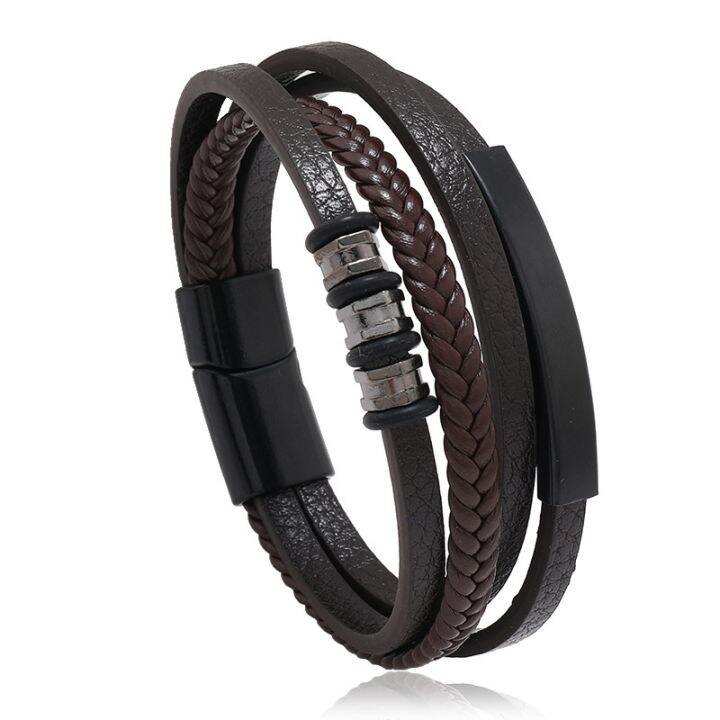 leather-bracelet-fashion-leather-rope-alloy-magnet-buckle-bracelet-men-39-s-rudder-bracelet-bracelet-leather-apart-bracelet-for-me