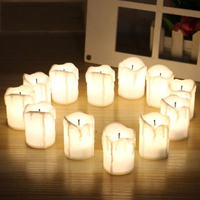 24Pcs/Set LED Electronic Candle Tea Light Simulation Color Flameless Flashing Birthday Christmas Halloween Party Craft Candles