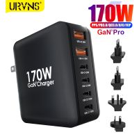 T017 URVNS 170W USB C เครื่องชาร์จติดผนัง6-พอร์ต USB-C 100W PPS 45W อะแดปเตอร์ชาร์จสำหรับ MacBook iPhone