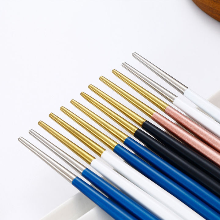4-pairs-glossy-white-gold-chinese-chopsticks-japanese-korean-style-sushi-sticks-noodles-food-tableware-metal-reusable-chopsticks