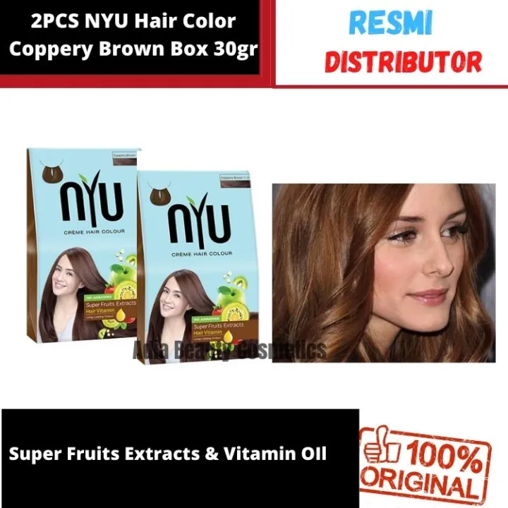 Paket 2pcs Nyu Hair Color Coppery Brown 30 Gram Box Pewarna Rambut Warna Rambut Pewarna Rambut