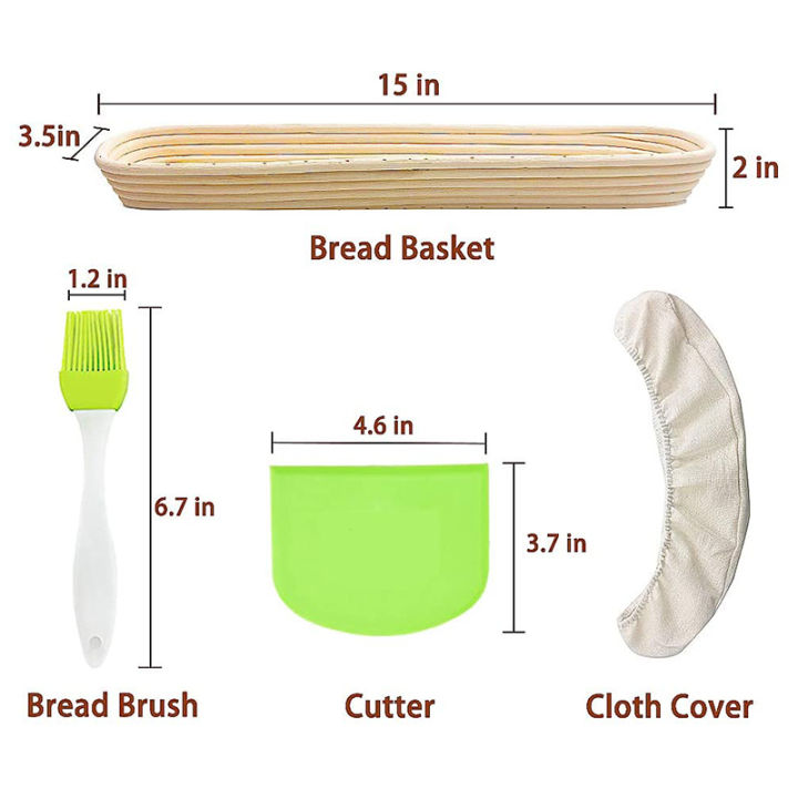 oval-bread-banneton-proofing-basket-baking-bowl-set-with-dough-scraper-linen-liner-cloth-silicon-brush-for-professional-amp-home-bakers