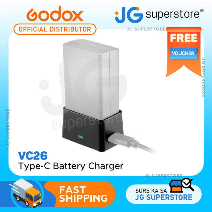 Godox VC26 TypeC Battery Charger Suitable for V1S, V1C, V1N, V1F, V1O & V1P Round Head Flash