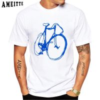 Track Bike Blue On White - Fine Art Fixie Bicycle Sketch Print Vintage Classic T-shirt New Men Short Sleeve Boy Tops Casual Tees XS-6XL