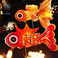 MINFEN พร้อมไฟ LED โคมไฟไหว้พระจันทร์ DIY สไตล์จีนจีน งานทำมือ KOI carp Fish Lantern เรโทร พริส อุปกรณ์ประกอบฉากการถ่ายภาพ