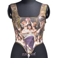 【DT】hot！ Breathable Painting Printing Back Chest Shoulder Adjustable Corset Top for