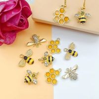 10pcs/pack Bee Honeycomb Enamel Metal Charms Golden Base for jewelry making and crafting fashion earring charm fashion pendant