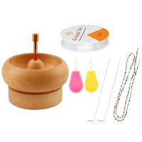 Bead Loader Wooden Bead Spinner DIY Making Bead Spinner Jewelry Bead Holder with Beading Needle for Craft Beading Tool