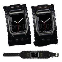 Retro skórzany pasek do Apple Watch 44 40mm 42 38mm 41 45mm Watchband Punk bransoletka podkreślająca osobowość do iwatch 7 6 SE 5 4 3 2 Correa