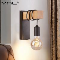 Retro Wood Wall Lamp Vintage Sconce Wall Lights Fixture E27 Indoor Home Decor Dining Room Bedside Lamp Bedroom Lighting