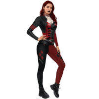 Halloween Party Cosplay Women Joker 3D Print Jumpsuit Harly Long Sleeve Sexy Quin Skinny Elastic Suicide Bodysuits Squad 2021