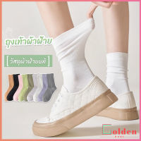 Golden ถุงเท้าผ้าฝ้าย ใส่เล่นกีฬา  ผ้ายืดหยุ่น สบาย ระบายอากาศ Women socks