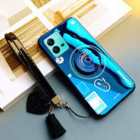 เคสสำหรับ Vivo V25e 4G,เคสแฟชั่นหรูหราพรีเมี่ยมลายกล้อง + ขาตั้ง + สายคล้องมือพู่ที่สวยงามเด็กหญิงเด็กชายโทรศัพท์เคสซิลิโคนกันกระแทกกรอบด้านหลังเคสคู่