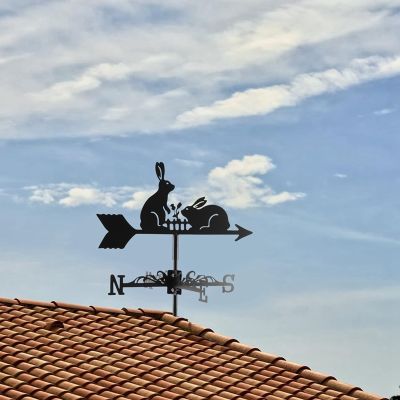 Animal Iron Wind Vane, Rabbit Weather Vane, Roof Weather Vane Wind Direction Indicator Roof Decoration Accessories