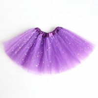 Summer Kids Baby Star Glitter Dance Tutu Skirt For Girl Sequin 3 Layers Tulle Toddler Lace Pettiskirt Children Chiffon 2-8T Dresses