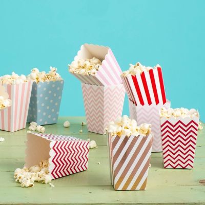 【CC】 12PCS Boxes Pop Corn Favor for Snack  Baby Shower Supplies Christmas/Birthday/Wedding Decoration