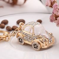 XDPQQ new European and American metal car rhinestone pendant beetle car keychain pendant cartoon cute creative gift