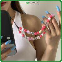 เครื่องประดับ CLMXCA สร้อยคออะคริลิคดอกไม้ที่มีสีสันสายคล้องคอเครื่องปั้นดินเผานุ่มสร้อยสายคล้องมือถือโซ่โทรศัพท์มือถือ