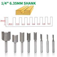 8PC / Set 1/4－6.35MM Shank Milling Cutter ไม้แกะสลักตรง Dado Router Bit Set เส้นผ่านศูนย์กลางไม้ตัดเครื่องมืองานไม้