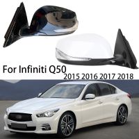 ชุดประกอบกระจกมองหลังรถยนต์สำหรับ Infiniti Q50 2015 2016 2017 2018อัตโนมัติพร้อมหน่วยความจำอุปกรณ์เสริมพับได้สัญญาณเลี้ยว LED ไฟฟ้า