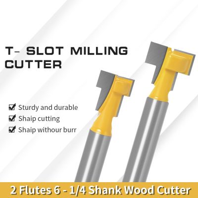 Augusttool 1/4－6/8mm Shank T-Slot End Mill Wood Miiling Cutter Router Bit Set Hex Bolt Key Hole Bits สําหรับเครื่องมืองานไม้