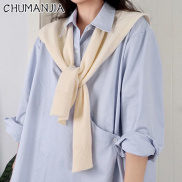 CHUMANJIA women s core-spun knitted shawl Wear a waistcoat Solid color