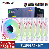 ARGB พัดลม120มิลลิเมตรเงียบ3ขา5โวลต์ Aura ซิงค์6แพ็คชุดพัดลม Ar12 Pro 4pin PWM Ventilador IWONGOU ที่เงียบสงบคอมพิวเตอร์พัดลมคูลเลอร์