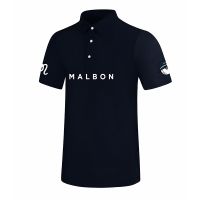 MALBON เสื้อยืดกอล์ฟแขนสั้นผู้ชาย,เสื้อครึ่งแขนเสื้อแฟชั่นปกบูตขายของกลางแจ้งแห้งเร็วระบายอากาศได้ดีสำหรับฤดูร้อน