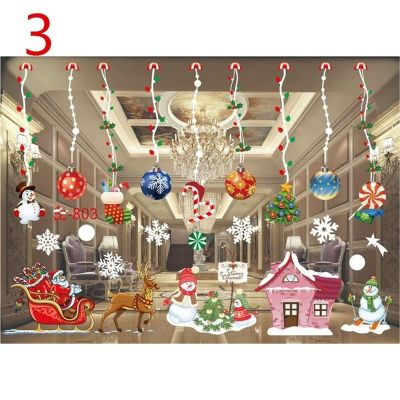 New Year Christmas Home Decor Wall Sticker Window Sticker Snowflake Santa Window Stickers Christmas Wall Stickers For Kids Rooms