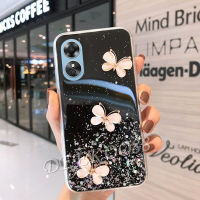 เคสพร้อมเคสสำหรับโทรศัพท์ OPPO A78 เคสนิ่มด้านหลังเป็นรูปผีเสื้อคริสตัลใสเคสสมาร์ทโฟนเลื่อมมันวาว