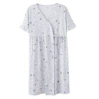 Women Robe Summer Knitted Cotton Bathrobe M-5XL Short Sleeve Soft Sleepwear Loose Comfortable Floral Pyjamas