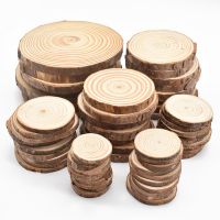 【YF】❁✹  3-12cm Thick Round Unfinished Wood Slices With Bark Log Discs Crafts Rustic Wedding Painting