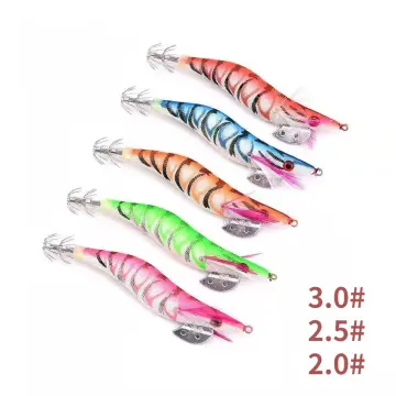 Squid Jig Hooks Wood Shrimp Squid Lures Fishing Lures for Fishing (Style A), Multicolor