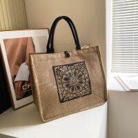 2022 Spring New Style Ethnic Retro Female Bags Simple Mori Cotton Linen Commuter Handbags Large Capacity 【AUG】