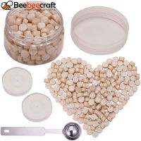 Pearl White Wax Seal Beads Octagon Sealing Wax Beads for Wax Seal Stamp with 2pcs White Tea Candles