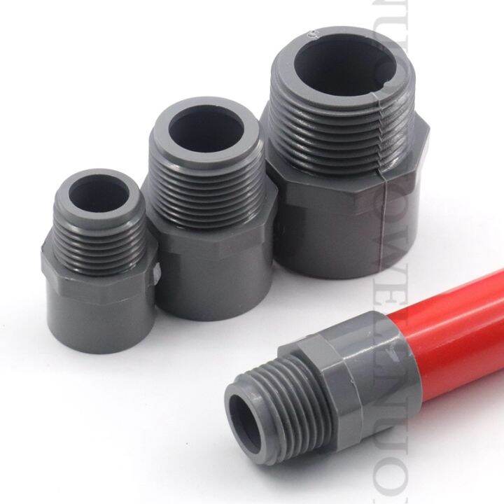 2pcs Grey PVC Connectors 1/2" to 4'' PVC Pipe Thread Fittings Water