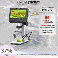 TOMLOV DM4 Pro กล้องจุลทรรศน์สดิจิทัลแบบไร้สาย4.3นิ้ว1000x กล้องจุลทรรศน์ดิจิตอลแอลซีดีหน้าจอ IPS 2ไฟคอห่านพีซีมุมมองการซ่อมแซมแว่นขยายแว่นขยาย