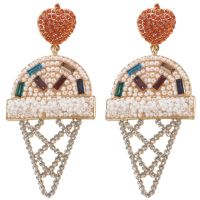 Fashion Wedding Beaded Ice Cream Rhinestone Earrings Geometric Female Style Pendant Earrings Party