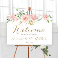 Personalized Wedding Welcome Sign, Canvas Floral Print Greenery Wedding Decoration, Welcome To Our Beginning Sign